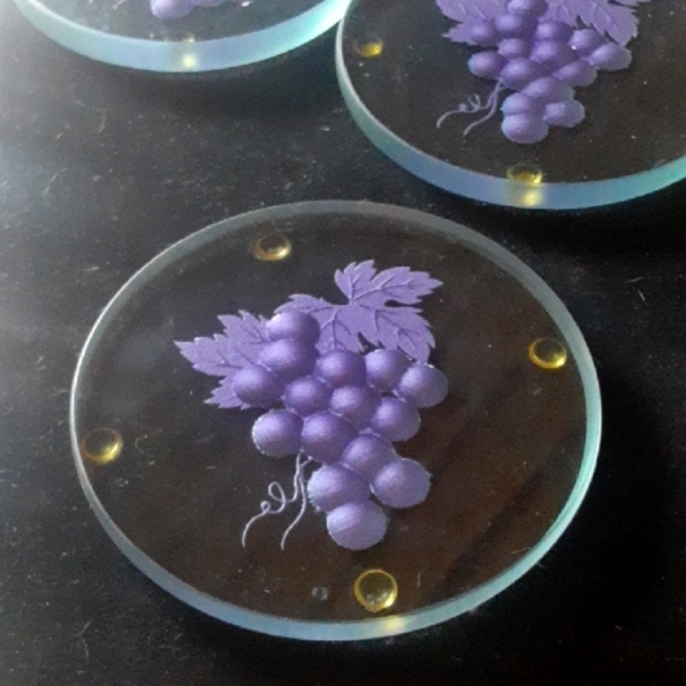 Elegant Purple Grape Glass Coasters